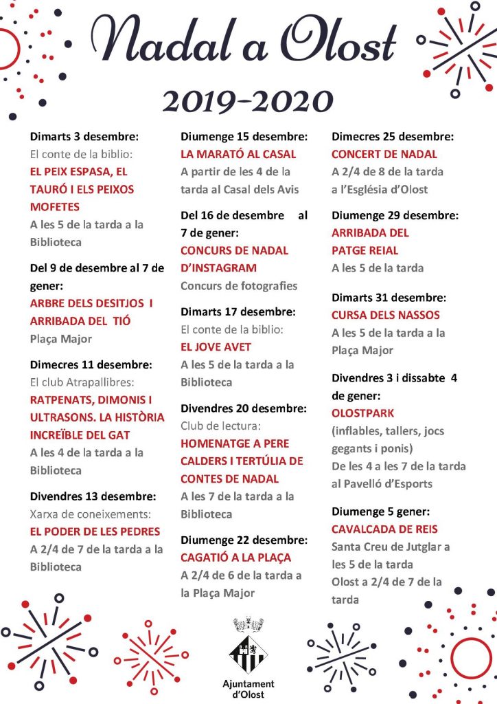 Calendari de les activitats de Nadal a Olost